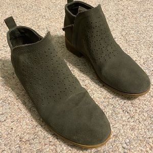 TOMS Olive Green Suede Booties Size 7